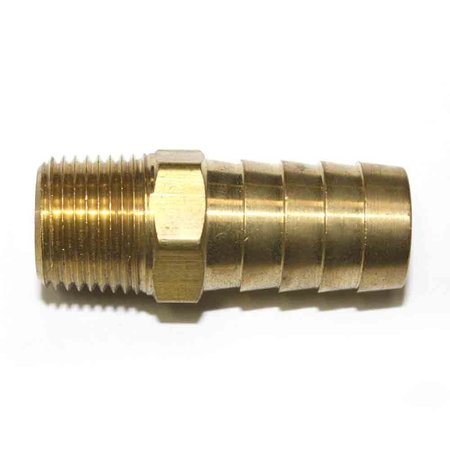 INTERSTATE PNEUMATICS Brass Hose Barb Fitting, Connector, 5/8 Inch Barb X 3/8 Inch NPT Male End, PK 100 FM68-5-100K